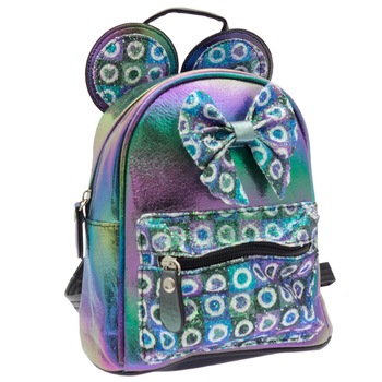 Rucsac pentru copii, din piele ecologica, Multicolor cu sclipici, model cu urechi - RUC213 Rucsac pentru copii, din piele ecologica, Multicolor cu sclipici, model cu urechi - RUC213
