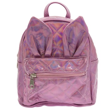 Rucsac pentru copii, Roz bonbon cu reflexe multicolore, model urechi - RUC222 Rucsac pentru copii, Roz bonbon cu reflexe multicolore, model urechi - RUC222