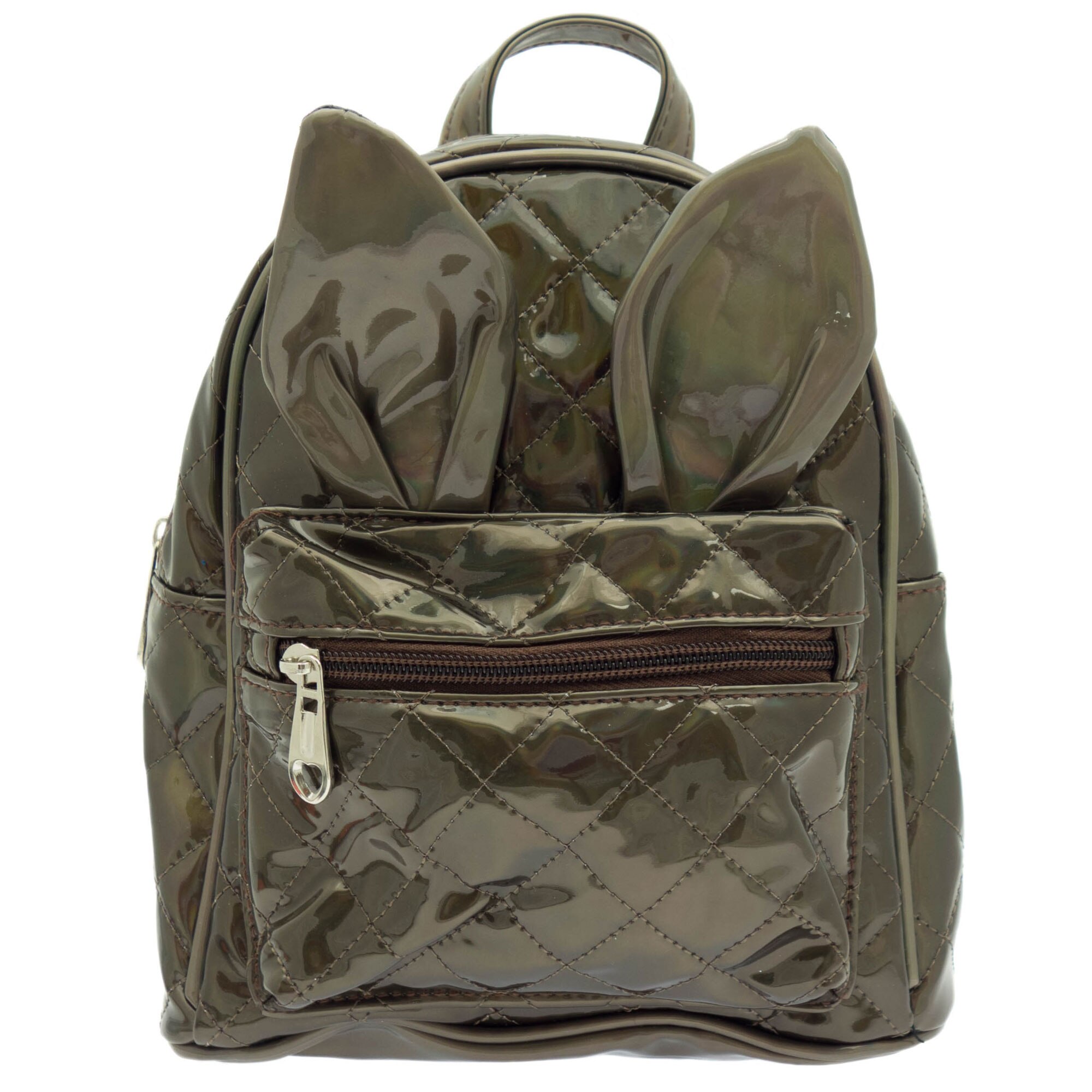 Rucsac pentru copii, Aramiu cu reflexe multicolore, model urechi - RUC224