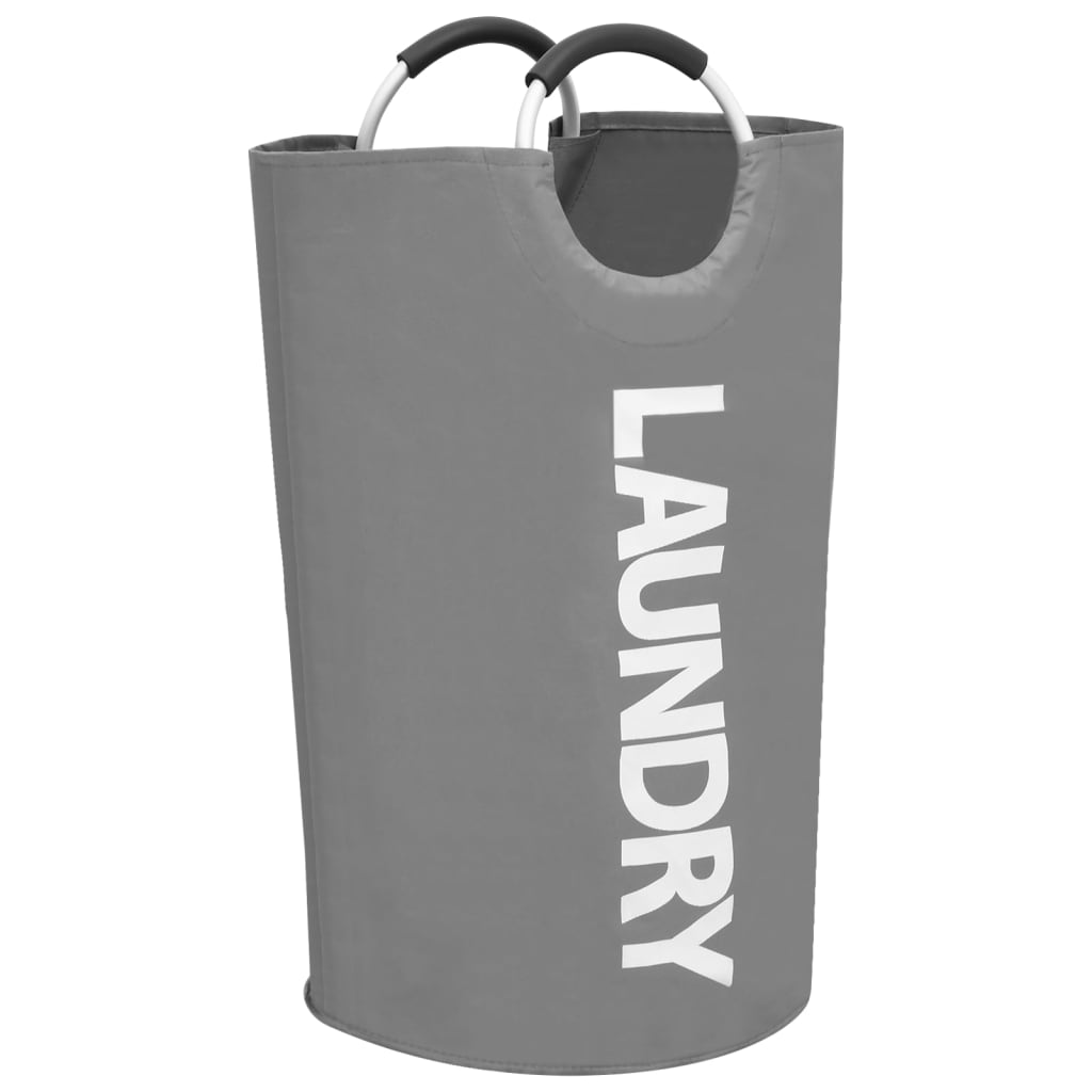 Cos de sortare rufe, vidaXL, Textil-aluminiu, 80 l, 38 x 38 x 71 cm, Gri