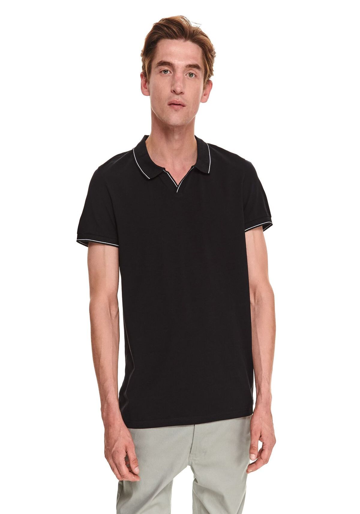 Tricou polo barbati, TOP SECRET, SKP0577, Negru