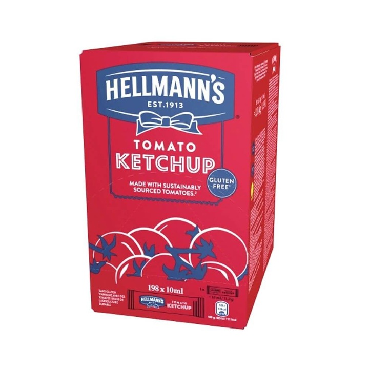 198 db Hellmann's Ketchup tasakos készlet, 10 ml/tasak