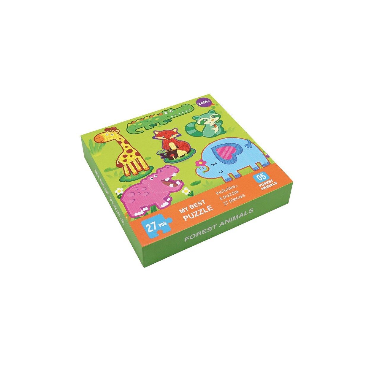 Puzzle clasic 6 in 1 - Animale din padure,27 piese