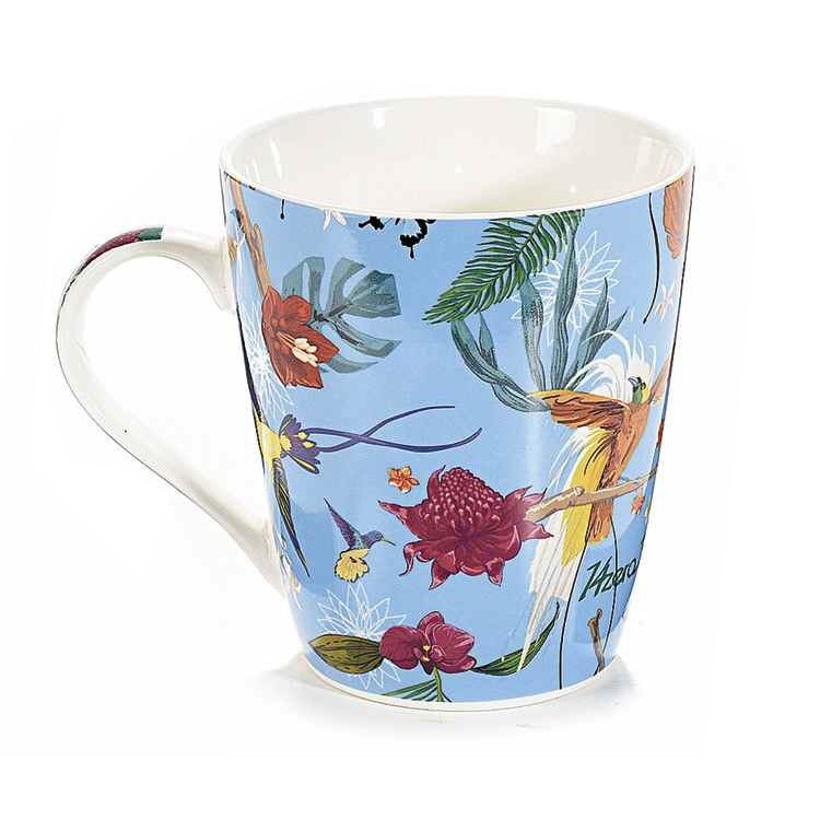 Cana din portelan multicolor decor Monstera Ø 9,5 cm x 11 h 450 ml