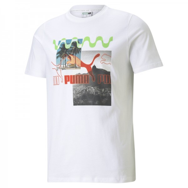 Tricou Puma graphic tee photo print 530908-93, Barbati, XL INTL, Alb
