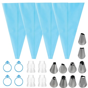 Set decorat 22 piese LeeXo, 4 posuri silicon refolosibile, 10 duiuri, 4 cuplaje, 4 benzi inchidere, pentru ornarea, decorarea prajiturilor sau briose Set decorat 22 piese LeeXo, 4 posuri silicon refolosibile, 10 duiuri, 4 cuplaje, 4 benzi inchidere, pentru ornarea, decorarea prajiturilor sau briose
