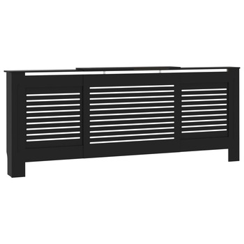 Masca de calorifer cu raft, vidaXL, MDF, sipci orizontale, 205 x 20.5 x 82 cm, Negru Masca de calorifer cu raft, vidaXL, MDF, sipci orizontale, 205 x 20.5 x 82 cm, Negru