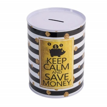 Pusculita metalica Pufo cu mesaj motivational, 16 cm Pusculita metalica Pufo cu mesaj motivational, 16 cm