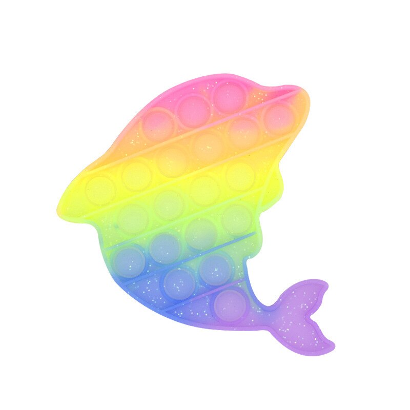 Forma de Delfin, Jucarii interactive siliconica antistres, Chigoods, Pop it now, 14x14,9x13,4x1,5 cm, multicolor