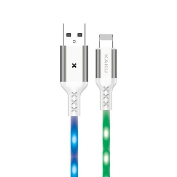 Cablu Lightning - USB, Iluminat cu Led Voice Control, 3.2A, 1M, Kaku, Alb Cablu Lightning - USB, Iluminat cu Led Voice Control, 3.2A, 1M, Kaku, Alb