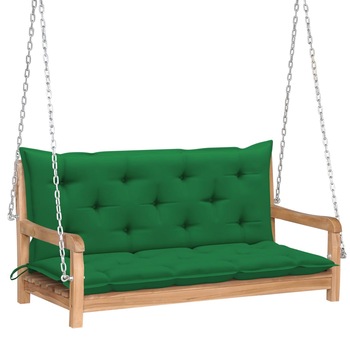 Balansoar de terasa, cu perna, vidaXL, Lemn de tec, 120 x 60 x 57,5 cm, 7 cm, Verde Balansoar de terasa, cu perna, vidaXL, Lemn de tec, 120 x 60 x 57,5 cm, 7 cm, Verde