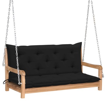 Balansoar de terasa, cu perna, vidaXL, Lemn de tec, 120 x 60 x 57,5 cm, 7 cm, Negru Balansoar de terasa, cu perna, vidaXL, Lemn de tec, 120 x 60 x 57,5 cm, 7 cm, Negru