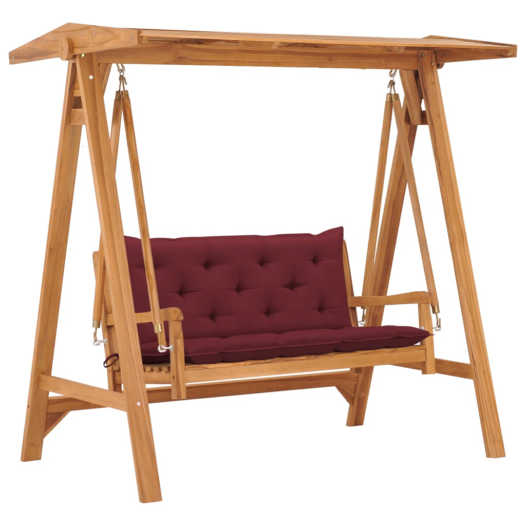 Balansoar de terasa/gradina cu perna, vidaXL, Lemn de tec 170 x 96,5 x 171 cm, 7 cm, Maro/grena