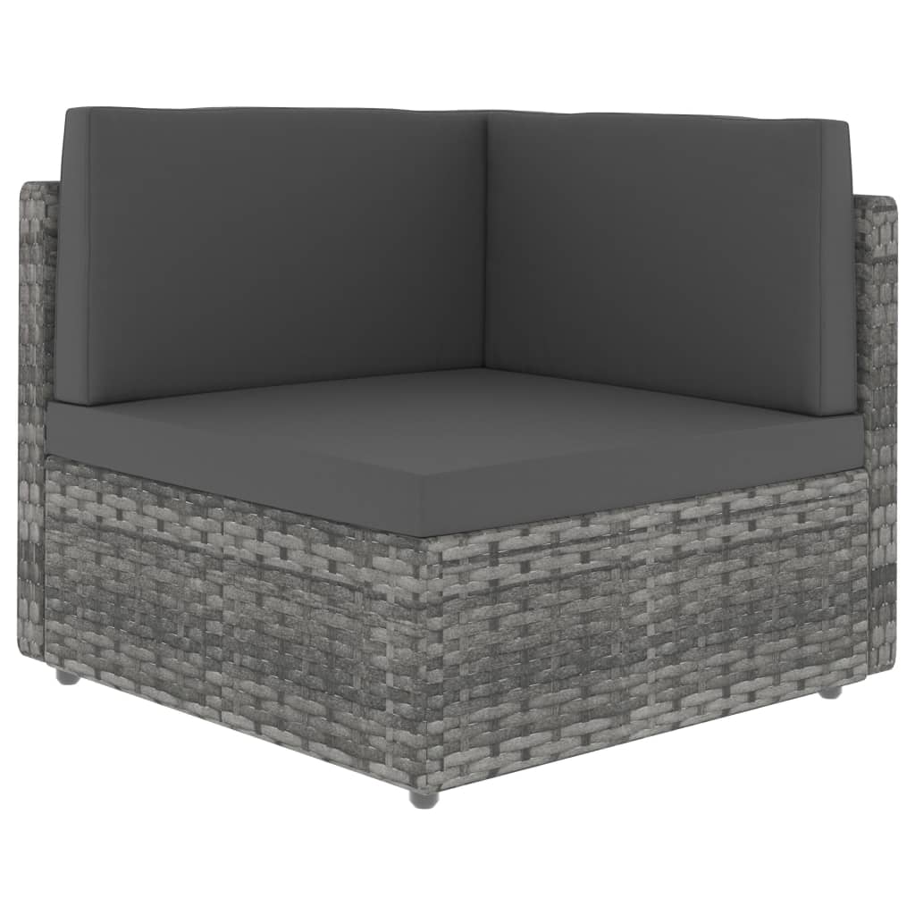 Canapea de colt modulara cu perne vidaXL, Poliratan, 65.5 x 65.5 x 52 cm, Gri/Antracit
