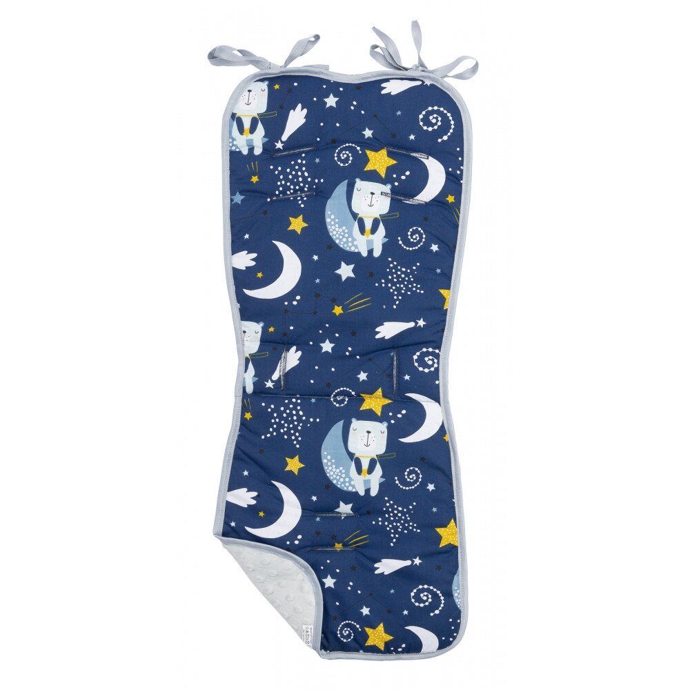 Saltea suplimentara pentru carucior 100% bumbac Sensillo Minky Ursi bleumarin