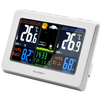 Statie meteo interior-exterior GoGEN ME 3257, senzor extern fara fir, LCD color Statie meteo interior-exterior GoGEN ME 3257, senzor extern fara fir, LCD color