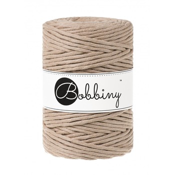 Snur de bumbac pentru macrame Bobbiny, 5 mm, 100 m, Bej nisip Snur de bumbac pentru macrame Bobbiny, 5 mm, 100 m, Bej nisip
