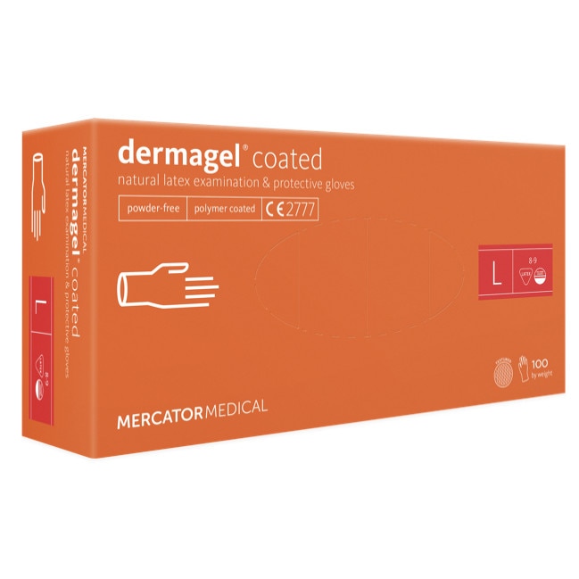 Set 100 buc. manusi medicale din Latex fara pudra, Mercator Dermagel, L