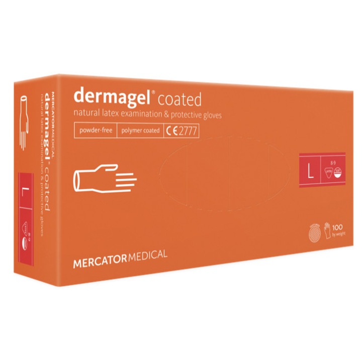 Set 100 buc. manusi medicale din Latex fara pudra, Mercator Dermagel, L
