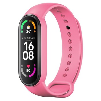 Curea Fixed Silicone strap compatibila Xiaomi Mi Band 5 / Mi Band 6, Roz Curea Fixed Silicone strap compatibila Xiaomi Mi Band 5 / Mi Band 6, Roz