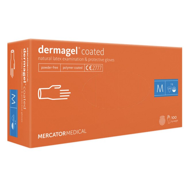Set 100 buc. manusi medicale din Latex fara pudra, Mercator Dermagel, M