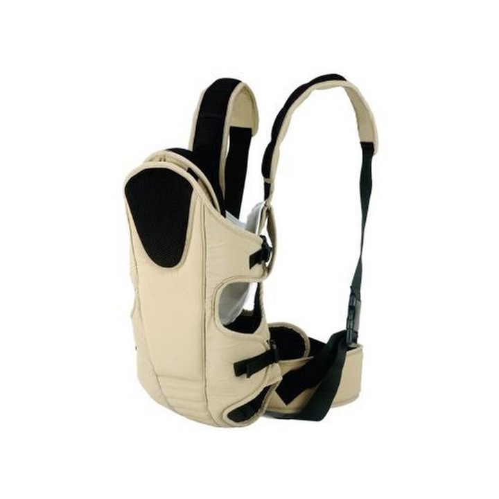 Marsupiu ergonomic pentru copii si bebe NOVOKIDS™ Kinetic Carrier PRO, 4-36 luni, Maxim 15 kg, Pozitie cu fata si cu spatele spre parinte, Material lavabil moale si comfortabil, Crem