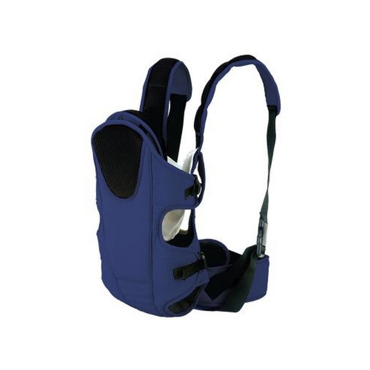 Marsupiu ergonomic pentru copii si bebe NOVOKIDS™ Kinetic Carrier PRO, 4-36 luni, Maxim 15 kg, Pozitie cu fata si cu spatele spre parinte, Material lavabil moale si comfortabil, Albastru