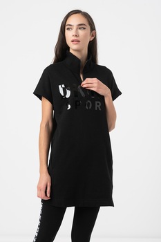 DKNY, Rochie sport cu fenta cu fermoar, pentru fitness, Negru DKNY, Rochie sport cu fenta cu fermoar, pentru fitness, Negru