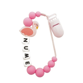 Lantisor suzeta, Fetita, Flamingo roz, Sfere Silicon 9 - 15 mm roz, Snur roz Lantisor suzeta, Fetita, Flamingo roz, Sfere Silicon 9 - 15 mm roz, Snur roz