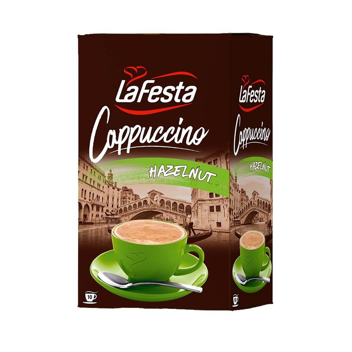 Cutie 10 Plicuri Cappuccino cu Alune La Festa, 125 g