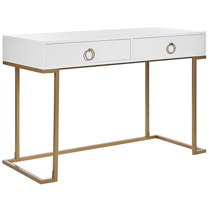 WESTPORT Fehér És Arany Konzolasztal Két Fiókkal