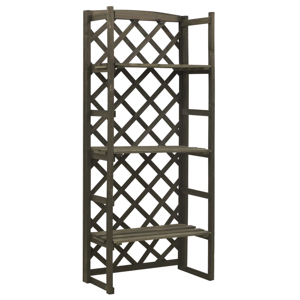 Suport plante cu spalier, vidaXL, Lemn masiv de brad, 60x30x140 cm, Gri