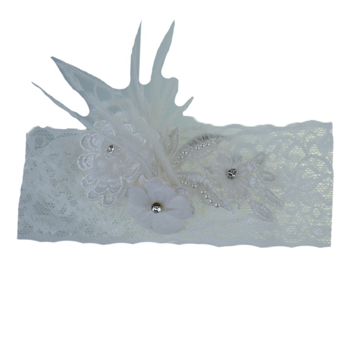 Лента за глава за момиче Mini Bimbi MNB-5-8, Бяла 38см