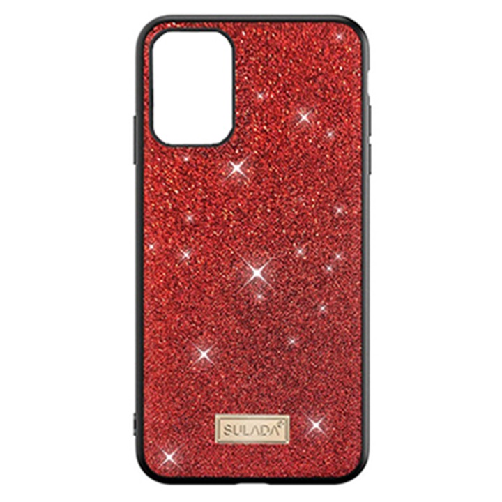 Husa de Protectie pentru Samsung Galaxy S20+ (Plus), Sparkle Glitter Design, Next Level Protection, Brilliant Style, Shiny Fashion, Latest Trend, Rosu