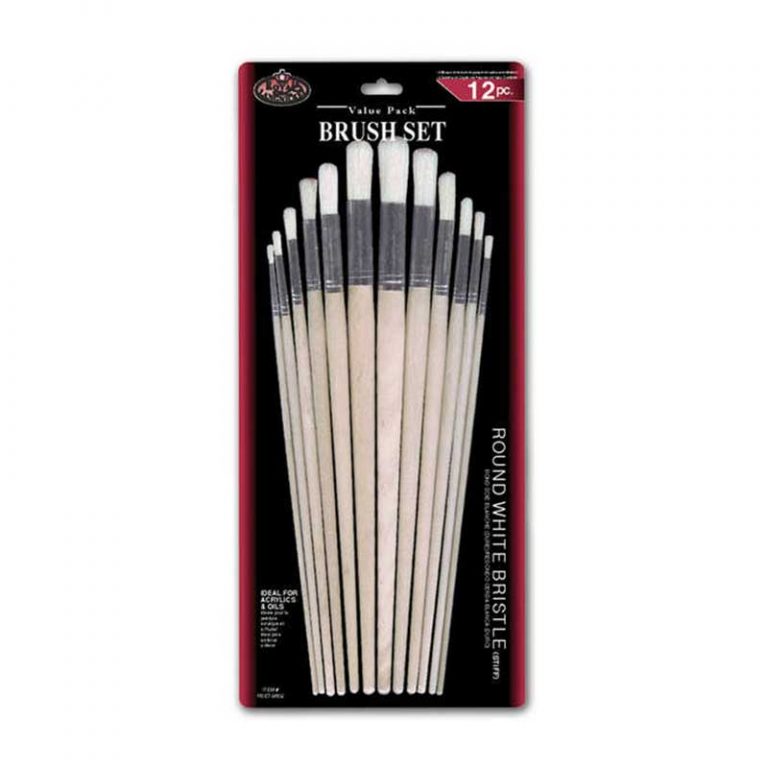 Set 12 pensule rotunde, fir natural White Bristle Royal