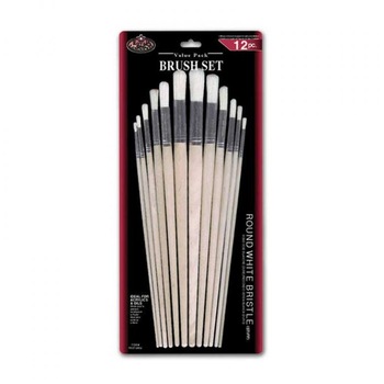 Set 12 pensule rotunde, fir natural White Bristle Royal Set 12 pensule rotunde, fir natural White Bristle Royal