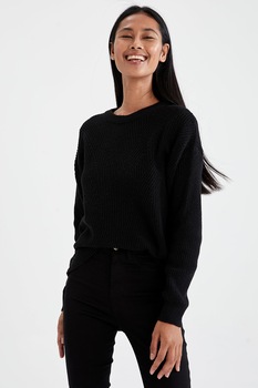 DeFacto, Pulover lejer cu maneci cazute, Negru DeFacto, Pulover lejer cu maneci cazute, Negru