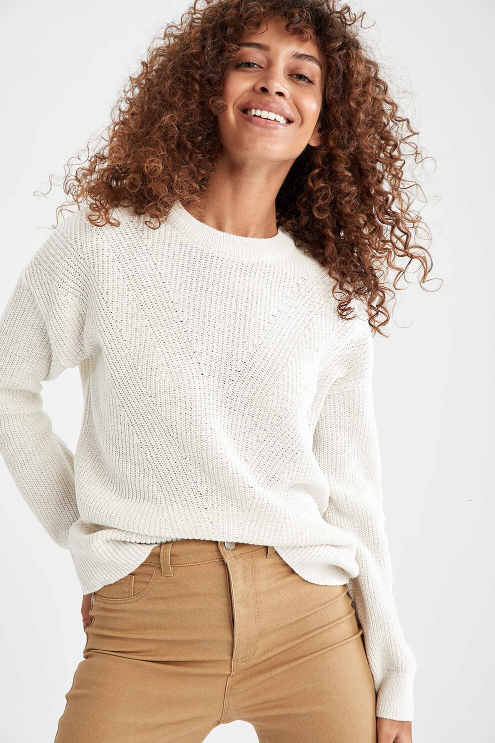 DeFacto, Pulover lejer cu maneci cazute, Alb