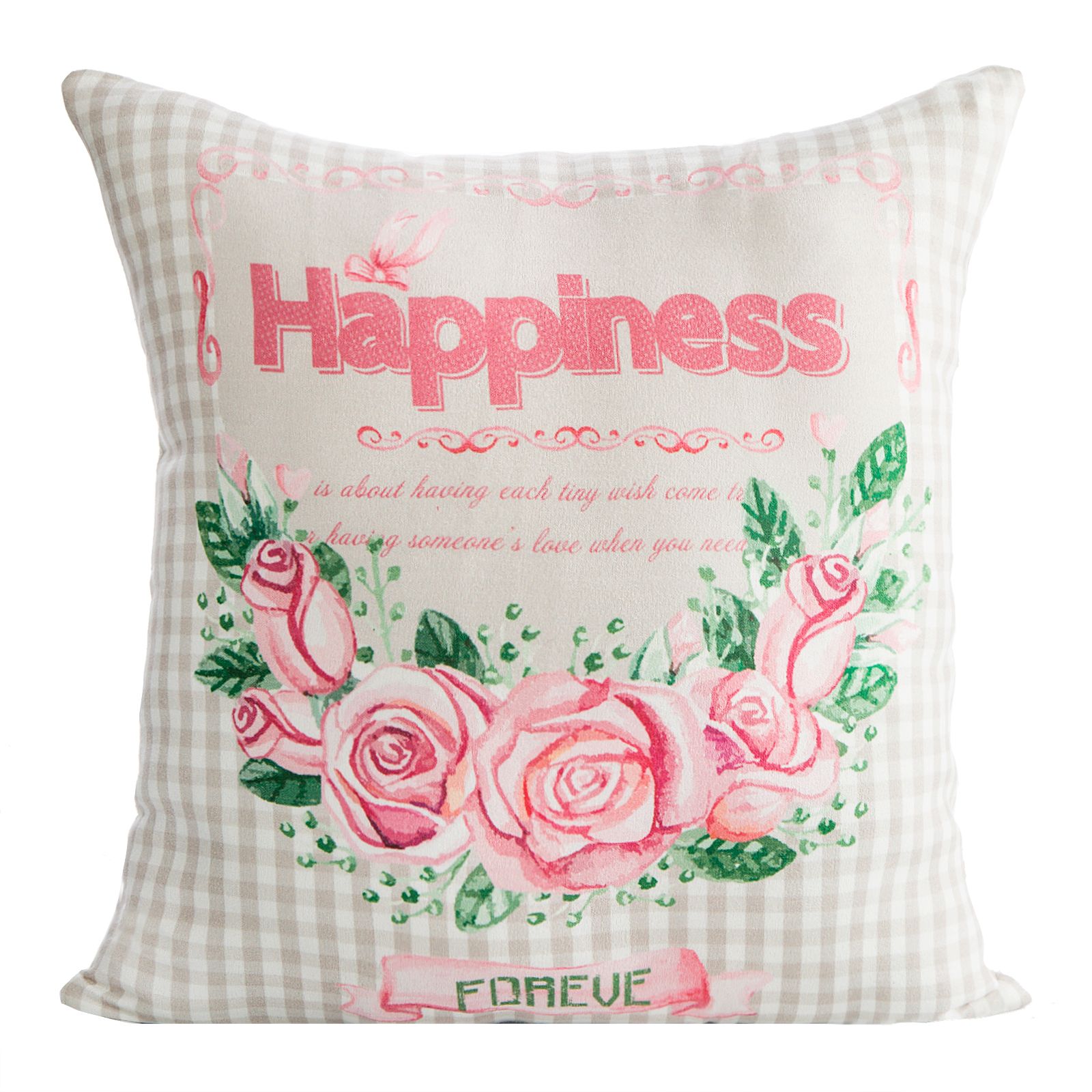 Fata de perna decorativa Eurofirany HAPPINESS 40x40 Roz/Alb