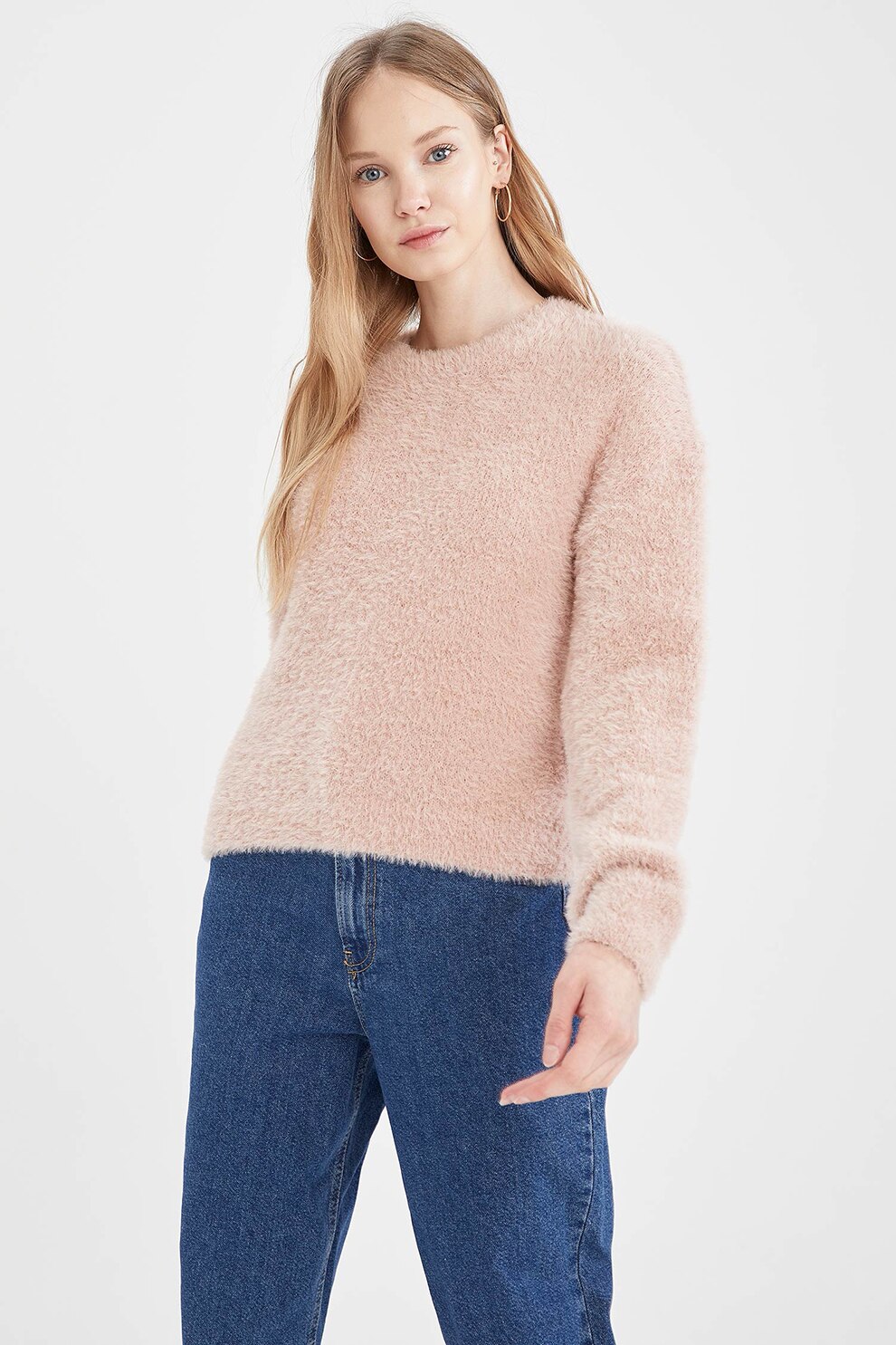 DeFacto, Pulover cu decolteu rotund, Roz