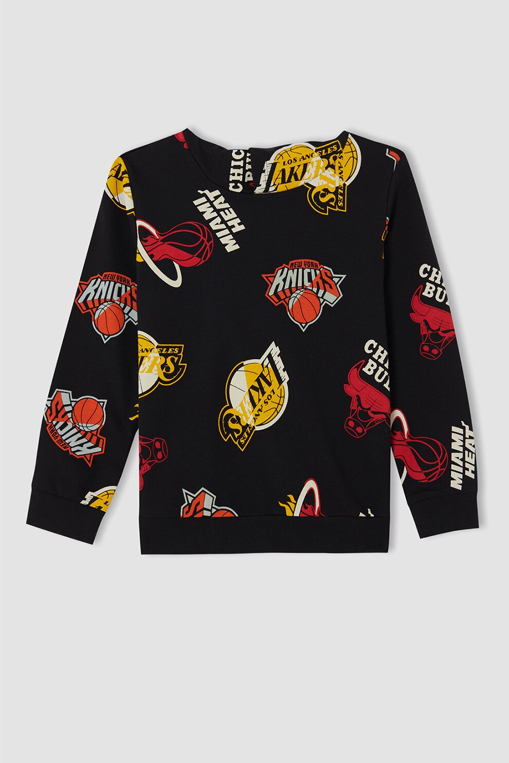 DeFacto, Hanorac de bumbac cu imprimeu, Negru/Rosu/Galben