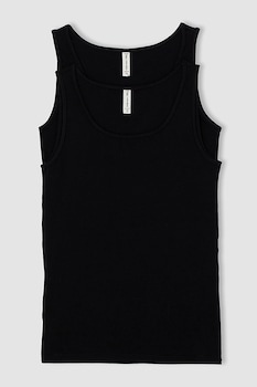 DeFacto, Set de topuri de casa - 2 piese, Negru DeFacto, Set de topuri de casa - 2 piese, Negru