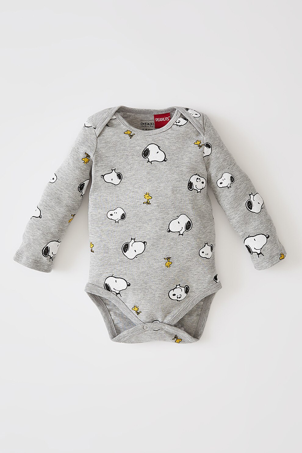 DeFacto, Body cu maneci lungi si imprimeu Snoopy, Gri melange