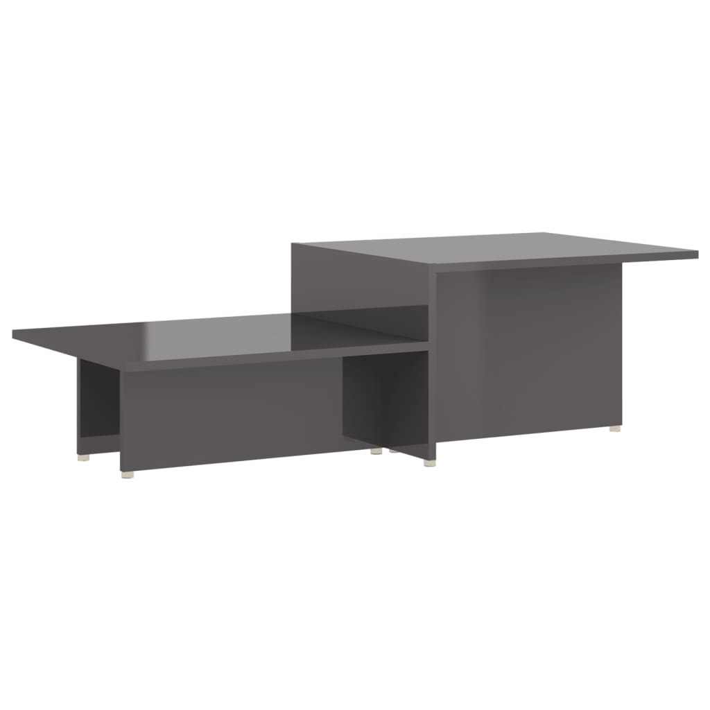 Masuta de cafea cu 2 blaturi inaltime diferita, vidaXL, PAL, 111,5 x 50 x 33 cm, Gri extralucios