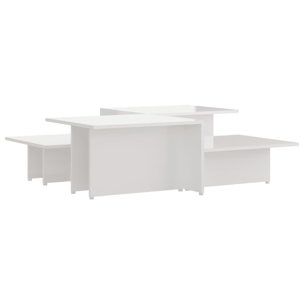 Set de 2 masute de cafea cu 2 blaturi inaltime diferita, vidaXL, PAL, 111,5 x 50 x 33 cm, Alb extralucios