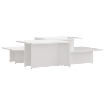 Set de 2 masute de cafea cu 2 blaturi inaltime diferita, vidaXL, PAL, 111,5 x 50 x 33 cm, Alb extralucios Set de 2 masute de cafea cu 2 blaturi inaltime diferita, vidaXL, PAL, 111,5 x 50 x 33 cm, Alb extralucios