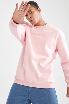 DeFacto, Bluza sport cu decolteu la baza gatului si maneci cazute, Roz pal DeFacto, Bluza sport cu decolteu la baza gatului si maneci cazute, Roz pal