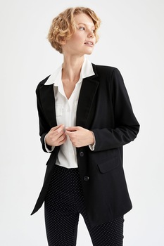 DeFacto, Sacou cu revere decupate, Negru DeFacto, Sacou cu revere decupate, Negru