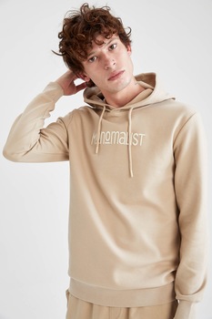 DeFacto, Hanorac cu text brodat, Bej DeFacto, Hanorac cu text brodat, Bej