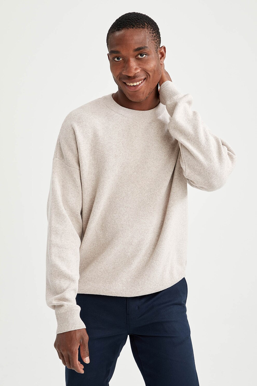 DeFacto, Pulover cu decolteu la baza gatului, Maro nisip